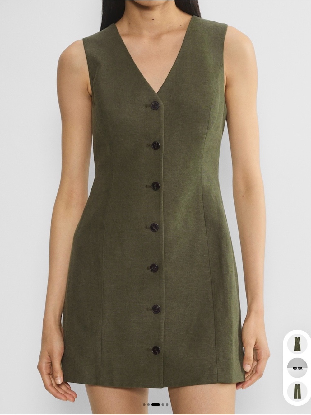 Aritzia Aria dress V-Neck sleeveless in dark Olive